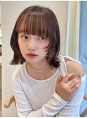 レイヤーボブ顔まわりセミディシアーカラーインナーカラー外ハネ
