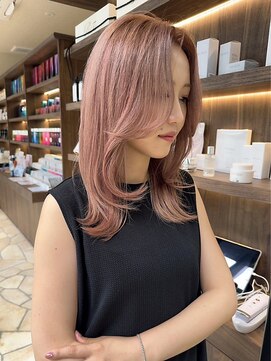 ジアン バイ ミルボン 西宮ガーデンズプラス(GIEN by milbon) ミディアムレイヤー/ブリーチ/ミルキーピンク