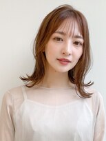 前髪 アンブレラカラー こなれミディ イメチェン ウェーブパーマ