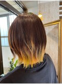 エンドカラーグラデーションカラーインナーカラーイエロー