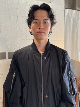 パーク(PARK) メンズセンターパートウルフニュアンスパーマ