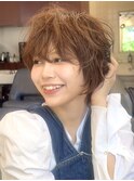 ショートウルフ/ニュアンスパーマ/顔周りレイヤー/ウルフパーマ