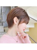 ショート×ハイライト白髪ぼかし×シルキーベージュ[心斎橋]