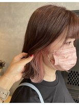 アチーブリス(achieve Liss) 暗髪ベージュ+イヤリングインナーカラーくすみピンク
