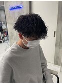 黒髪/前髪パーマ/グレーベージュ/レイヤーロング/インナーカラー