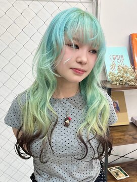 リル 溝の口(LiL) デザインカラー/ペールミントフルバング/似合わせカット/溝の口