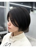 暗髪透明感カラー×ショートボブ　