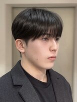 ノラキチジョウジ(NORA KICHIJOJI)&nbsp;黒髪韓国ラウンドマッシュツーブロックダウンパーマワックスなし