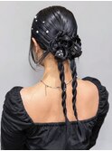 おくれ毛ロンググレージュ韓国ヘアオリーブベージュ_ba585011