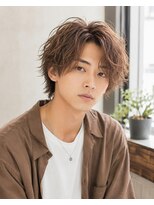 MEN's Baguz MEN'Sカット/ MEN'Sパーマ/ MEN'Sカラー 韓国風センターパート×ニュアンスパーマ束感ミディアムメンズ