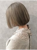 【iIIL hair lounge】パールベージュミルクティーボブ　高崎