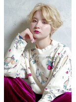 クシュ 所沢東口店(kusyu...)&nbsp;刈り上げショート×ミルクティアッシュ×前髪なしショート所沢