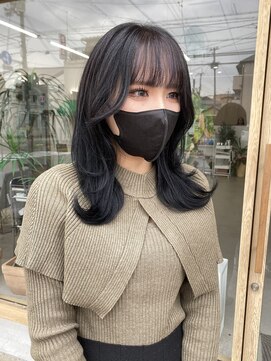 ミリ 奈良店(mm) 前髪インナー/レイヤーカット/くびれレイヤー/近鉄奈良/暗髪