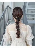 ふわふわ編みおろしヘアアレンジ