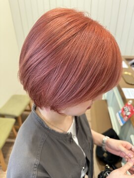 モリオフロムロンドン 大宮店(morio from London) 【かほ】【ブリーチあり】コーラルオレンジ