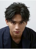 フェザーパーマセンターパートニュアンスパーマ韓国マッシュ黒髪