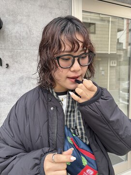 エン(en,) 顔周りレイヤーミディアムボブ前髪ウェーブパーマ