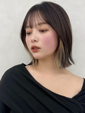 アッシュ 新杉田店(Ash) 新杉田レイヤーカット韓国ダブルカラー顔周り前髪カットボブ