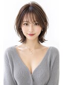 ひし形/オフィス/20代/30代/40代/くびれミディアム/シャギー