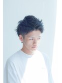 爽やかツーブロックアップバングショートかき上げヘア