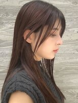 ロンドプランタン 恵比寿(Lond Printemps)&nbsp;モード流し前髪うるつやロングストレートヘア/ダークアッシュ