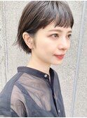 大人かわいい小顔ひし形マッシュショートボブ黒髪渋谷原宿神宮前