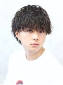 ツーブロックマッシュ流行束感爽やか無造作波巻きパーマ