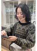 【松戸 藤原】黒髪ミディアムパーマ大人かわいい