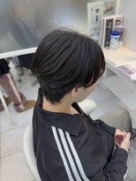 キャパ(CAPA)&nbsp;小顔ワンレンボブルフベージュ黒髪ハイライト2