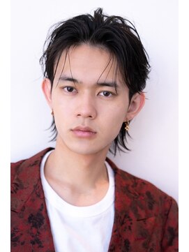 ハバナ 渋谷(HAVANA) アッシュブラックマッシュパーマ刈り上げツーブロック