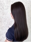 縮毛矯正_調布髪質改善レイヤー韓国ヘアチェリーブラウン
