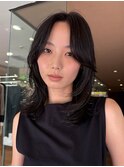ミディアムレイヤー顔まわりレイヤーカット顔まわりカット