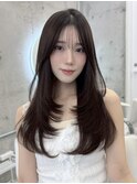 透明感ショコラカラー/ロングレイヤー/シースルー前髪/表参道
