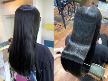 シエル ヘアーメイクアップ(CieL hair make up)の写真/ブリーチヘアもOK！髪に優しい縮毛矯正で理想のストレートヘアを実現。扱いやすくしなやかな美髪に