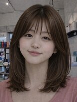 ミリール (Mireel)&nbsp;チョコレートブラウン　ミディアム　外はね　くびれレイヤー