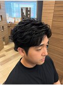 20代30代40代ビジネス毛流れフェザーパーマ黒髪ツーブロック