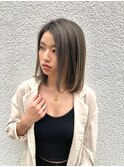 ハイライトバレイヤージュグレージュボブ