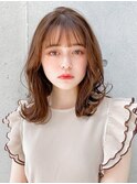小顔前髪Aラインボブイヤリングカラーかきあげマロンベージュ♪
