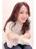 小顔ロングレイヤー×透明感ハイライトカシスブラウン艶カラー