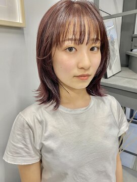 ヘアー アイス 御器所本店(HAIR ICI) イメチェン小顔前髪外ハネボブ大人可愛いチェリーブラウン