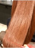 ▼30代ロング シャイニーオレンジ 艶カラー（ブリーチなし）