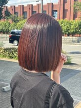 OX CREATION 深草 オックスクリエーション ミニボブ/ブリーチなしカシスカラー