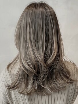 ネックス 表参道本店(nex) デザインカラーレイヤーカットウェットヘアオリーブベージュ白髪