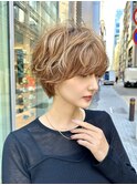 ＜30.40.50代＞ニュアンスパーマショートx透明感カラー