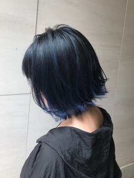 アイコニック 天神店(ICONIQ) 切りっぱなし×サマーブルーハイライト