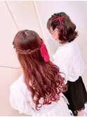 ハーフアップ、リボン