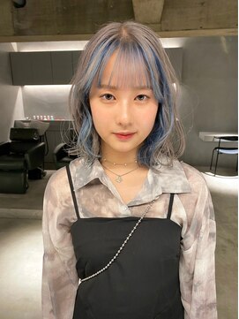 リール(rire) デザインカラーレイヤーカットウェットヘア夏オリーブベージュ