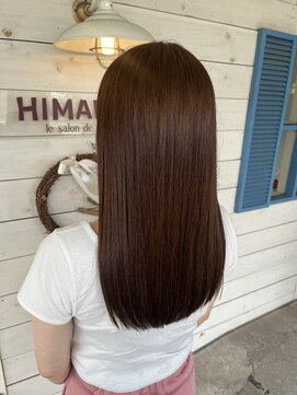 ヒマワリ(HIMAWARI) ロング　ブラウンベージュ　ぱっつん　艶