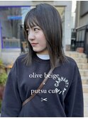 切りっぱなしスタイル★赤み消しオリーブベージュ
