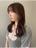 暖色カラー/ラベンダーカラー/くびれ巻き/レイヤーミディ